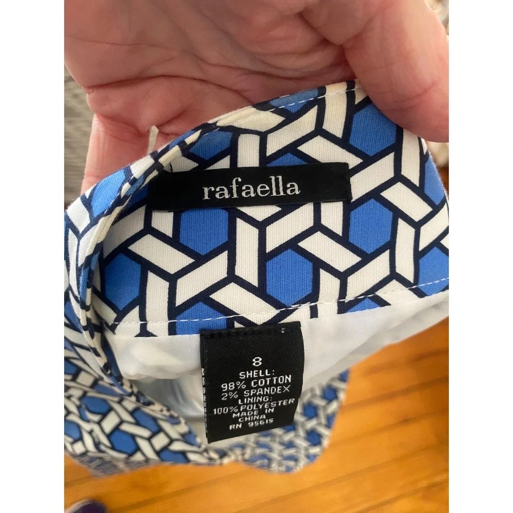 Rafaella skirtsBlue Geometric Lattice Print Pencil  Size 8‎ career